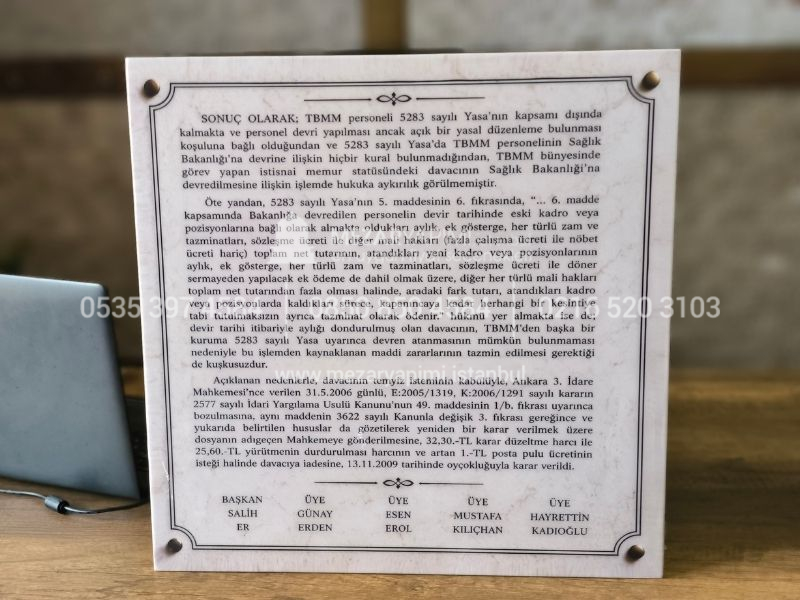 50x50cm Porselen Üzerine Yazı Plaka