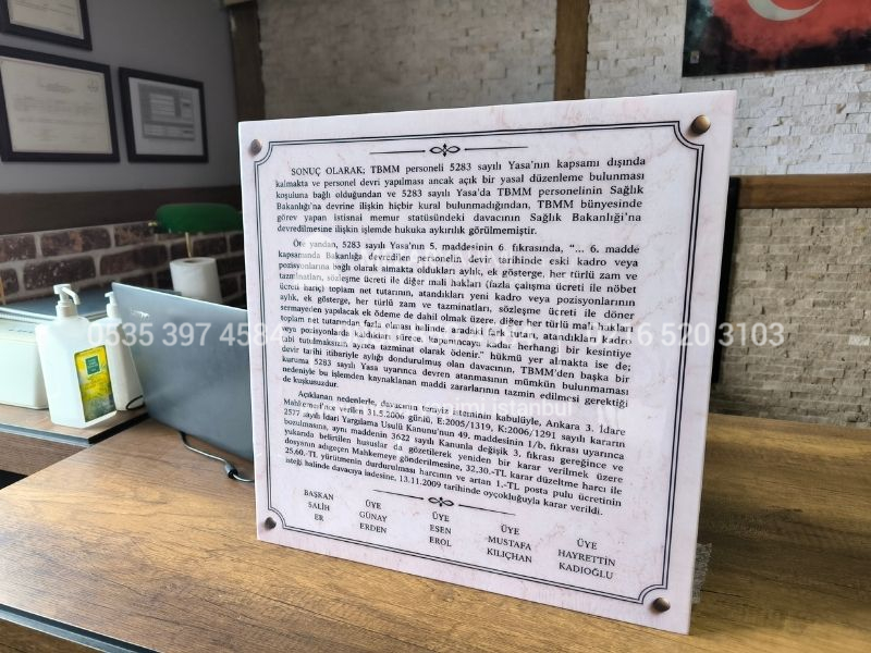 50x50cm Porselen Üzerine Yazı Plaka