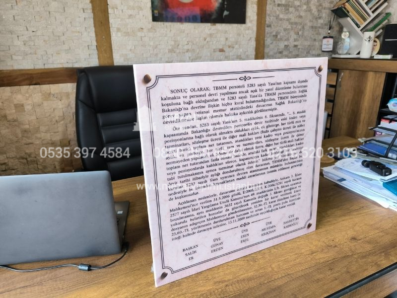 50x50cm Porselen Üzerine Yazı Plaka