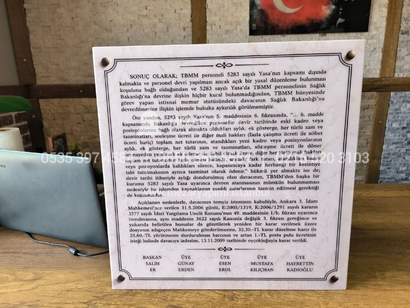 50x50cm Porselen Üzerine Yazı Plaka