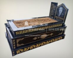 Komple Desen İşlemeli Üzeri Kapaklı Granit Mezar