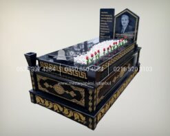 Komple Desen İşlemeli Üzeri Kapaklı Granit Mezar