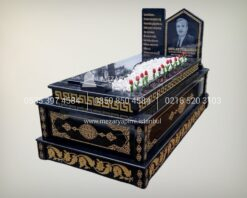 Komple Desen İşlemeli Üzeri Kapaklı Granit Mezar