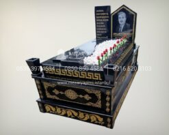Komple Desen İşlemeli Üzeri Kapaklı Granit Mezar