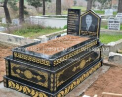 Komple Desen İşlemeli Üzeri Kapaklı Granit Mezar