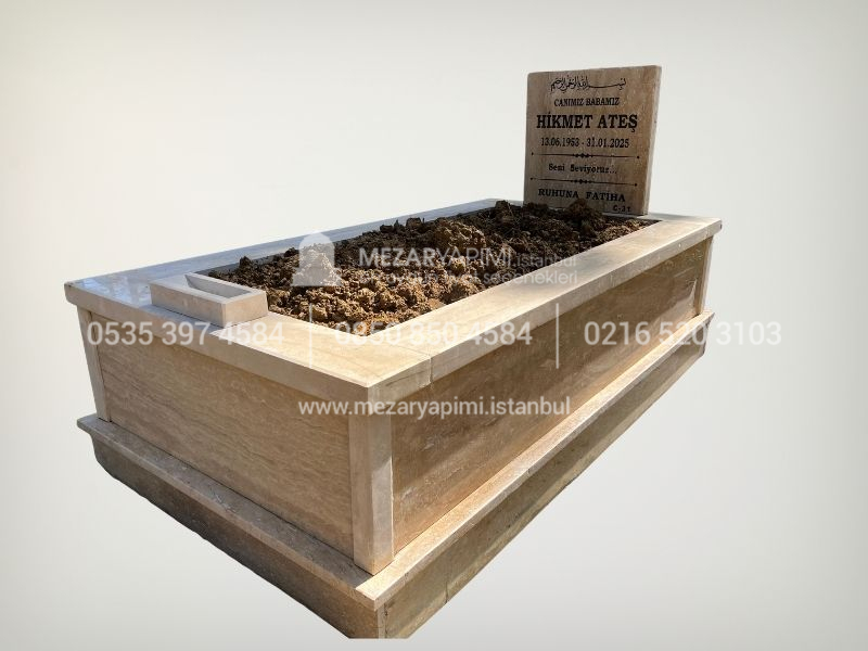 Baş Taşı Küpeşte 6cm Komple Traverten Mezar