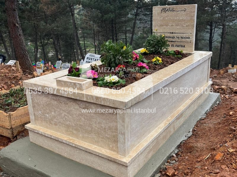Baş Taşı Küpeşte 6cm Komple Traverten Mezar