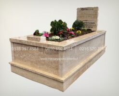 Baş Taşı Küpeşte 6cm Komple Traverten Mezar