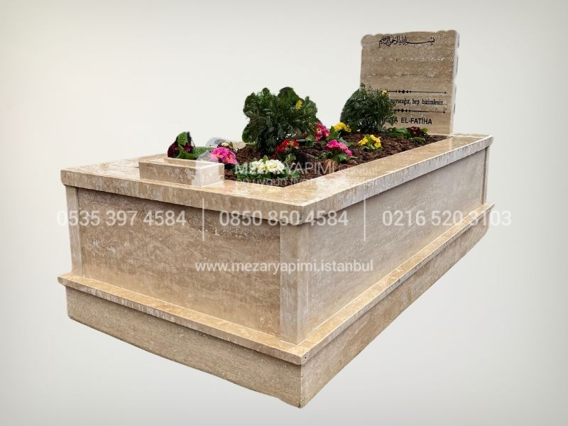 Baş Taşı Küpeşte 6cm Komple Traverten Mezar