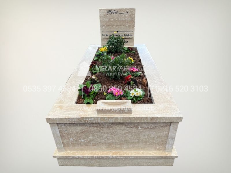 Baş Taşı Küpeşte 6cm Komple Traverten Mezar