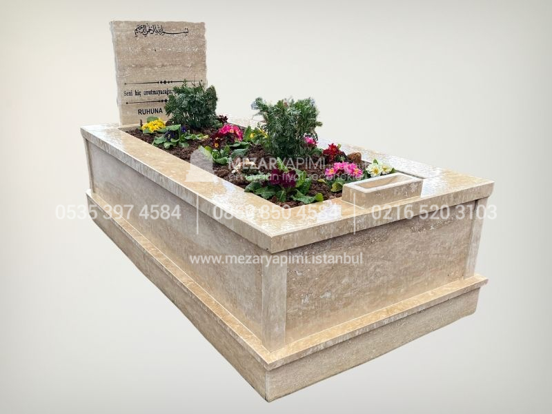 Baş Taşı Küpeşte 6cm Komple Traverten Mezar