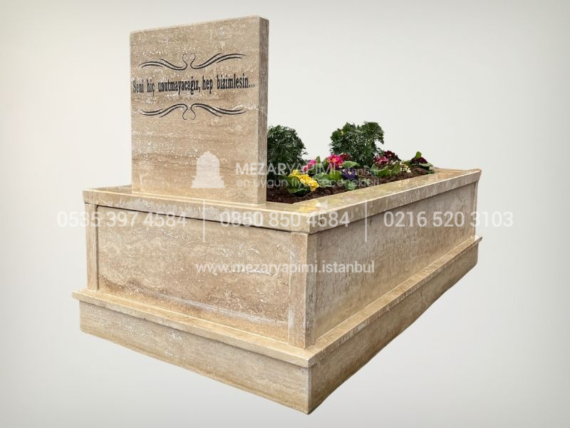 Baş Taşı Küpeşte 6cm Komple Traverten Mezar
