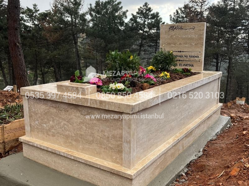 Baş Taşı Küpeşte 6cm Komple Traverten Mezar